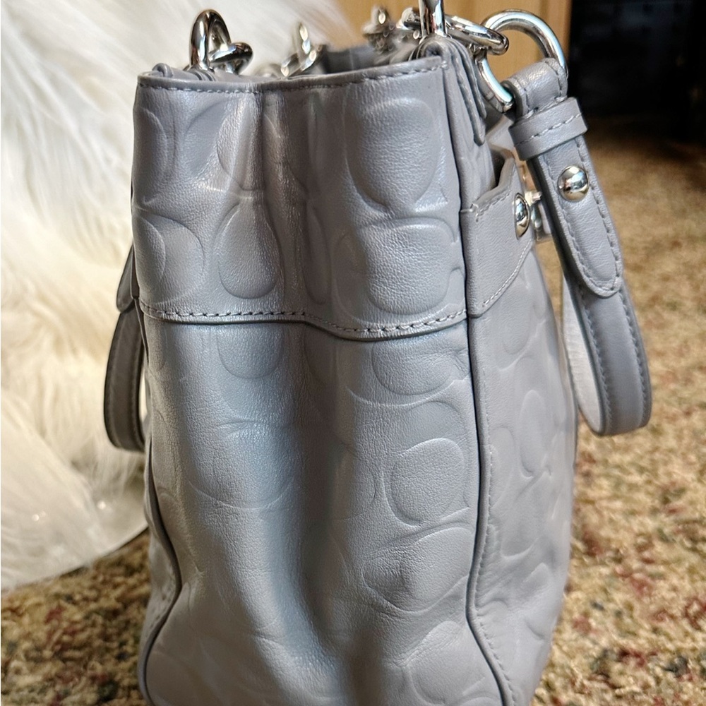 COACH Gray Leather PENELOPE Signature C Embossed Satchel Handbag #16577 - Picture 4 of 7